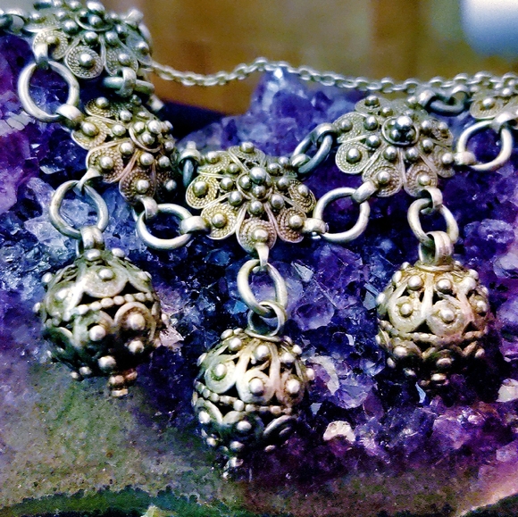Antique Persian Sterling Silver Charm Bracelet